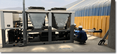 Equipo chiller de una instalación técnica